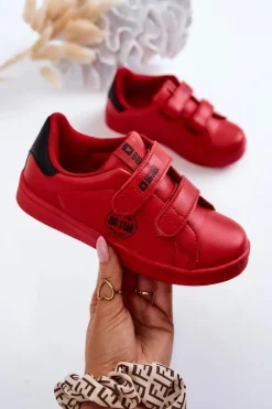 Chłopięce|Dziewczęce>Big Star Shoes Dziecięce Trampki Na Rzepy Big Star DD374030 Czerwono-Czarne