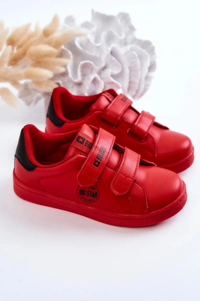 Chłopięce|Dziewczęce>Big Star Shoes Dziecięce Trampki Na Rzepy Big Star DD374030 Czerwono-Czarne