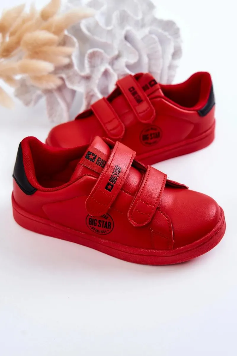 Chłopięce|Dziewczęce>Big Star Shoes Dziecięce Trampki Na Rzepy Big Star DD374030 Czerwono-Czarne