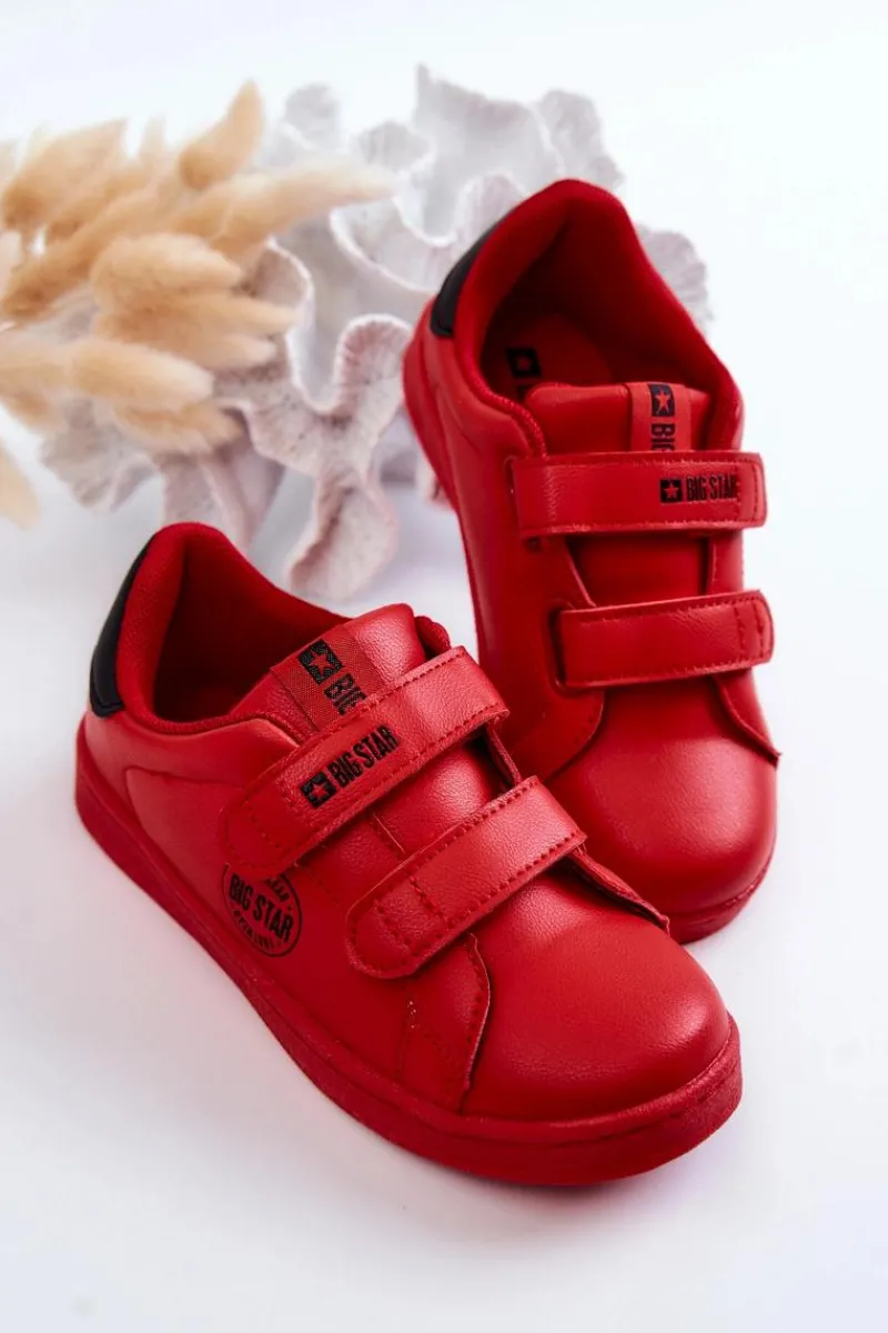 Chłopięce|Dziewczęce>Big Star Shoes Dziecięce Trampki Na Rzepy Big Star DD374030 Czerwono-Czarne