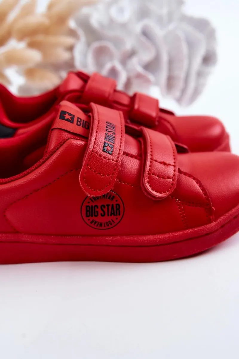 Chłopięce|Dziewczęce>Big Star Shoes Dziecięce Trampki Na Rzepy Big Star DD374030 Czerwono-Czarne