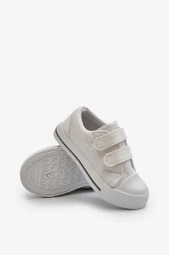 Outlet Big Star Shoes Dziecięce Trampki Na Rzepy Big Star NN374117 Białe Biały