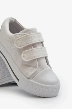 Outlet Big Star Shoes Dziecięce Trampki Na Rzepy Big Star NN374117 Białe Biały