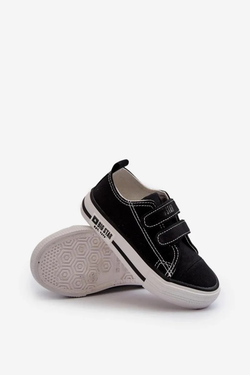 Dziecięce Trampki Na Rzepy Big Star LL374015 Czarne Dzieci Chłopięce|Dziewczęce