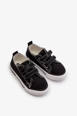 Dziecięce Trampki Na Rzepy Big Star LL374015 Czarne Dzieci Chłopięce|Dziewczęce