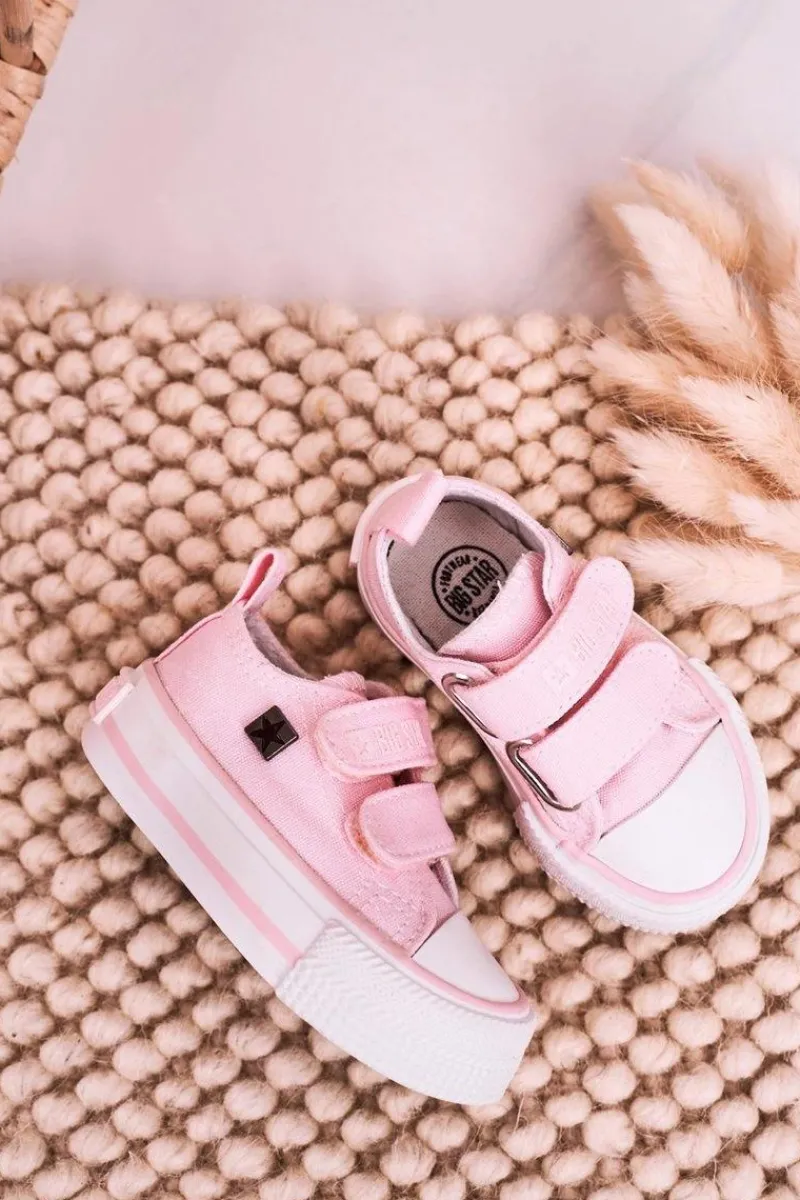 Chłopięce|Dziewczęce>Big Star Shoes Dziecięce Trampki Na Rzepy BIG STAR HH374099 Różowe