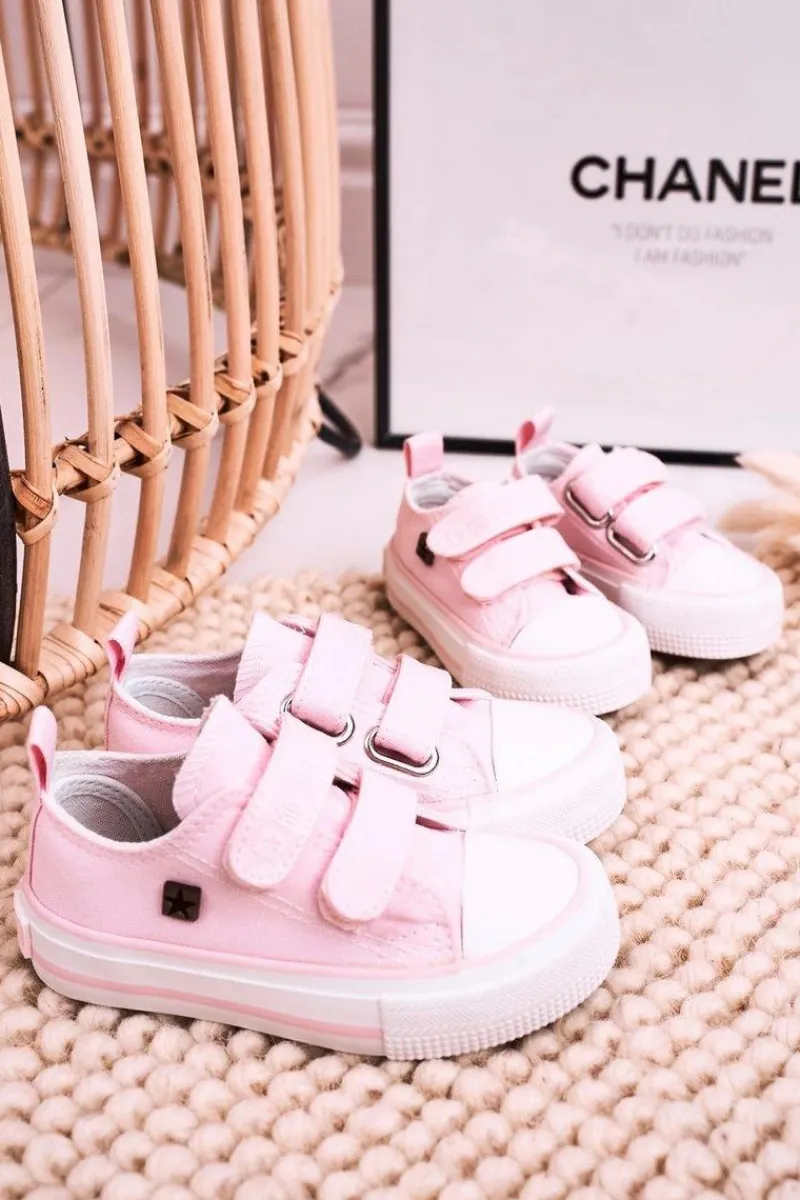 Chłopięce|Dziewczęce>Big Star Shoes Dziecięce Trampki Na Rzepy BIG STAR HH374099 Różowe