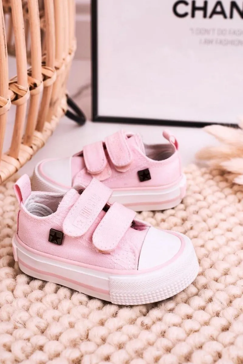 Chłopięce|Dziewczęce>Big Star Shoes Dziecięce Trampki Na Rzepy BIG STAR HH374099 Różowe