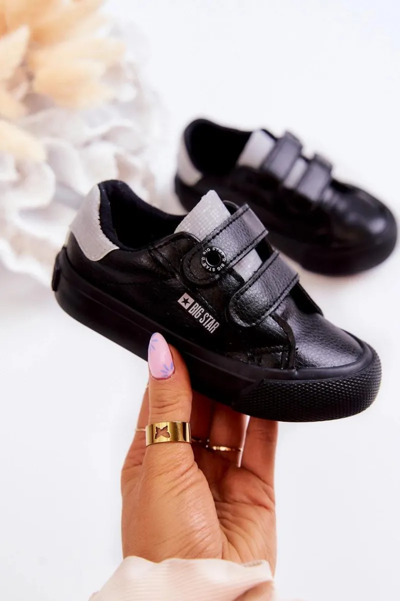 Chłopięce|Dziewczęce>Big Star Shoes Dziecięce Trampki Na Rzepy Big Star JJ374110 Czarno-Szare