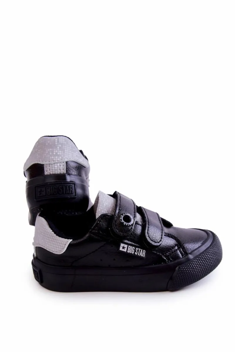 Chłopięce|Dziewczęce>Big Star Shoes Dziecięce Trampki Na Rzepy Big Star JJ374110 Czarno-Szare