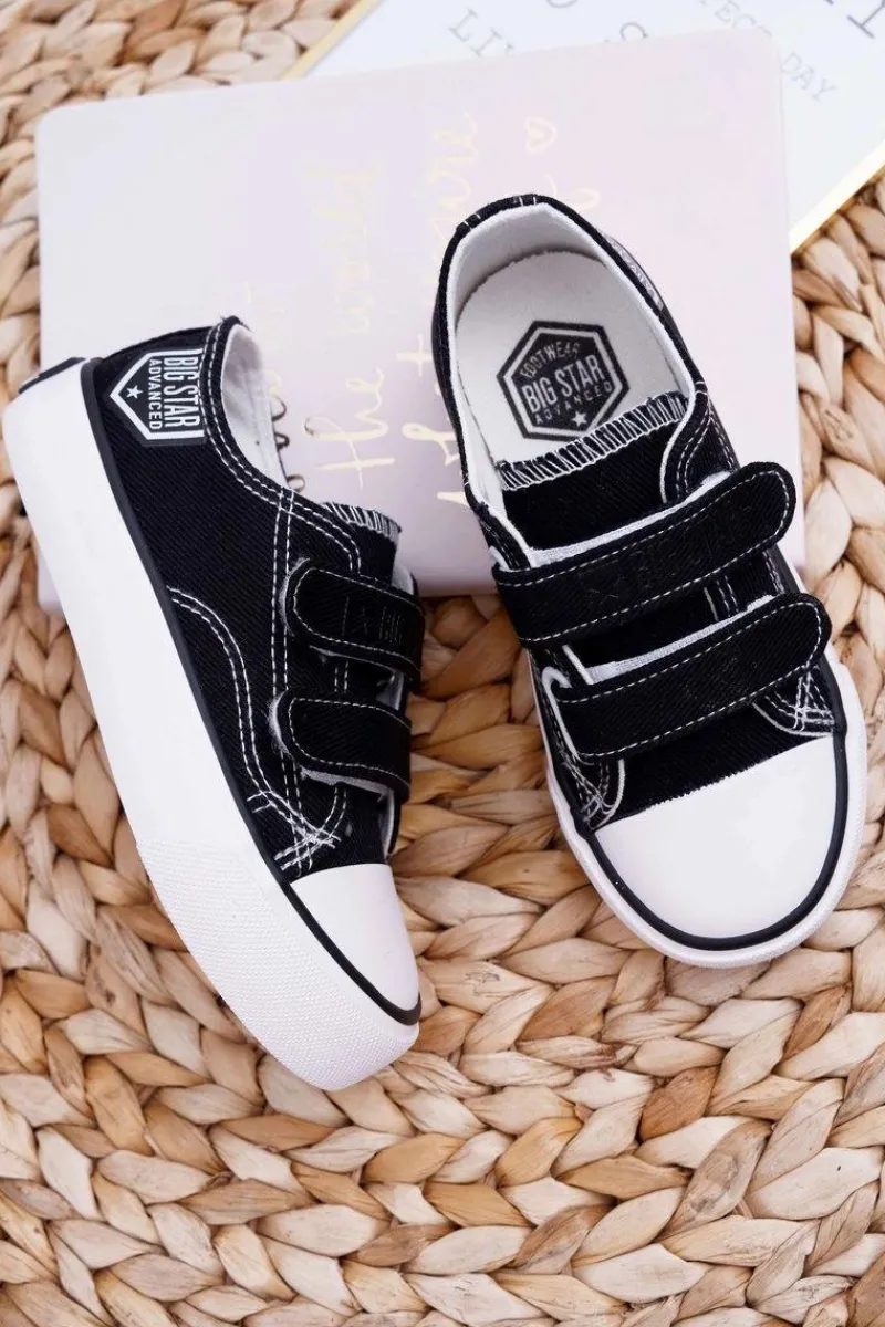 Outlet Big Star Shoes Dziecięce Trampki Na Rzepy Big Star FF374062 Czarne