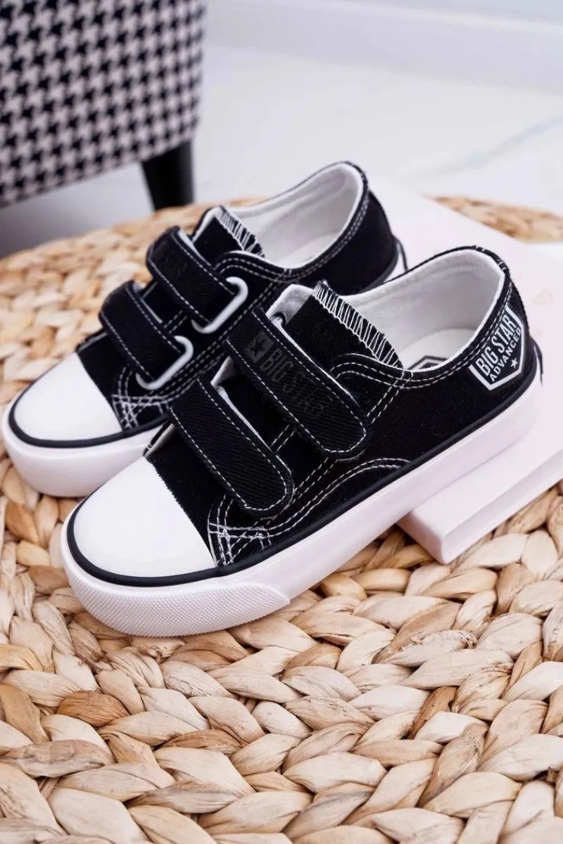 Outlet Big Star Shoes Dziecięce Trampki Na Rzepy Big Star FF374062 Czarne