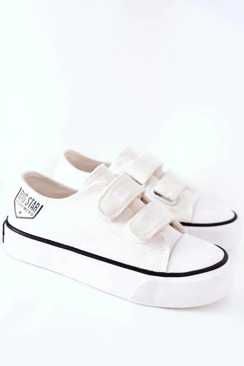 Chłopięce|Dziewczęce>Big Star Shoes Dziecięce Trampki Na Rzepy Big Star FF374061 Białe