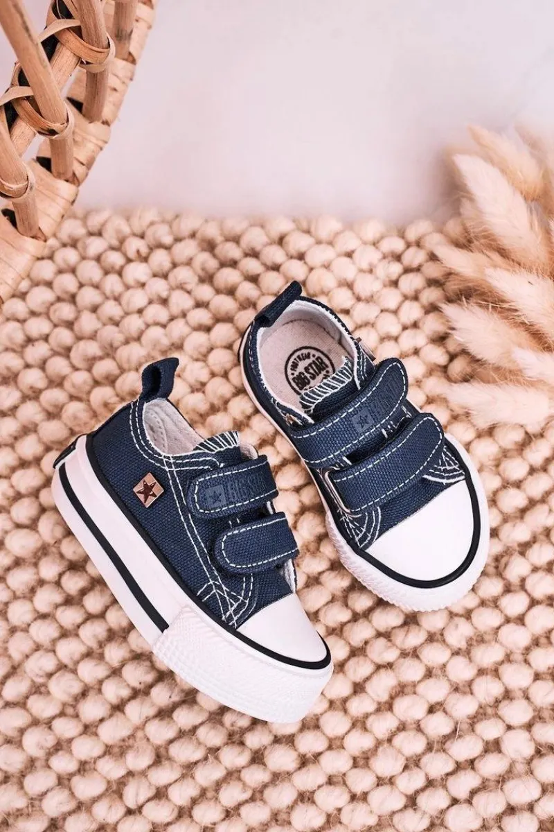 Hot Big Star Shoes Dziecięce Trampki Na Rzepy BIG STAR HH374097 Granatowe