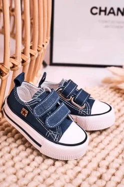 Hot Big Star Shoes Dziecięce Trampki Na Rzepy BIG STAR HH374097 Granatowe