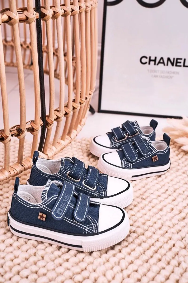 Hot Big Star Shoes Dziecięce Trampki Na Rzepy BIG STAR HH374097 Granatowe