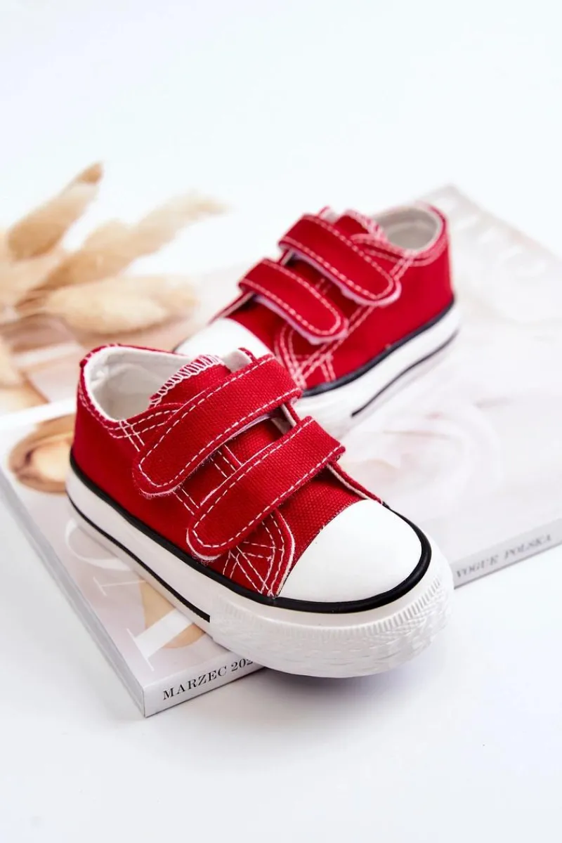 Hot Dziecięce Trampki Na Rzepy Czerwone Bernie Dzieci Chłopięce|Dziewczęce