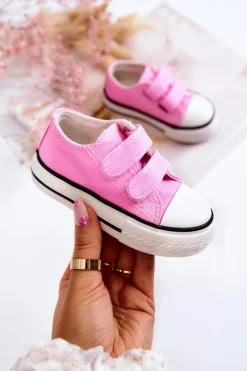 Clearance Dziecięce Trampki Na Rzepy Różowe Bernie Dzieci Chłopięce|Dziewczęce