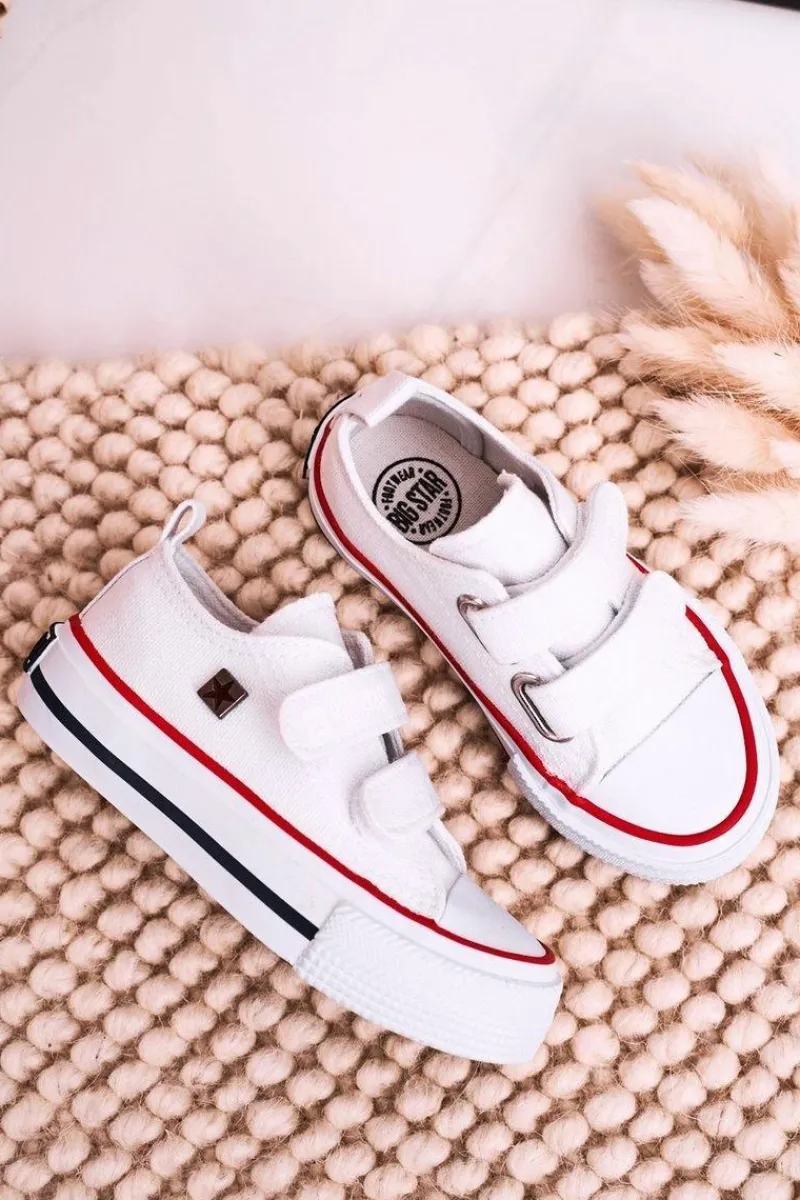 Chłopięce|Dziewczęce>Big Star Shoes Dziecięce Trampki Na Rzepy BIG STAR HH374199 Białe Biały