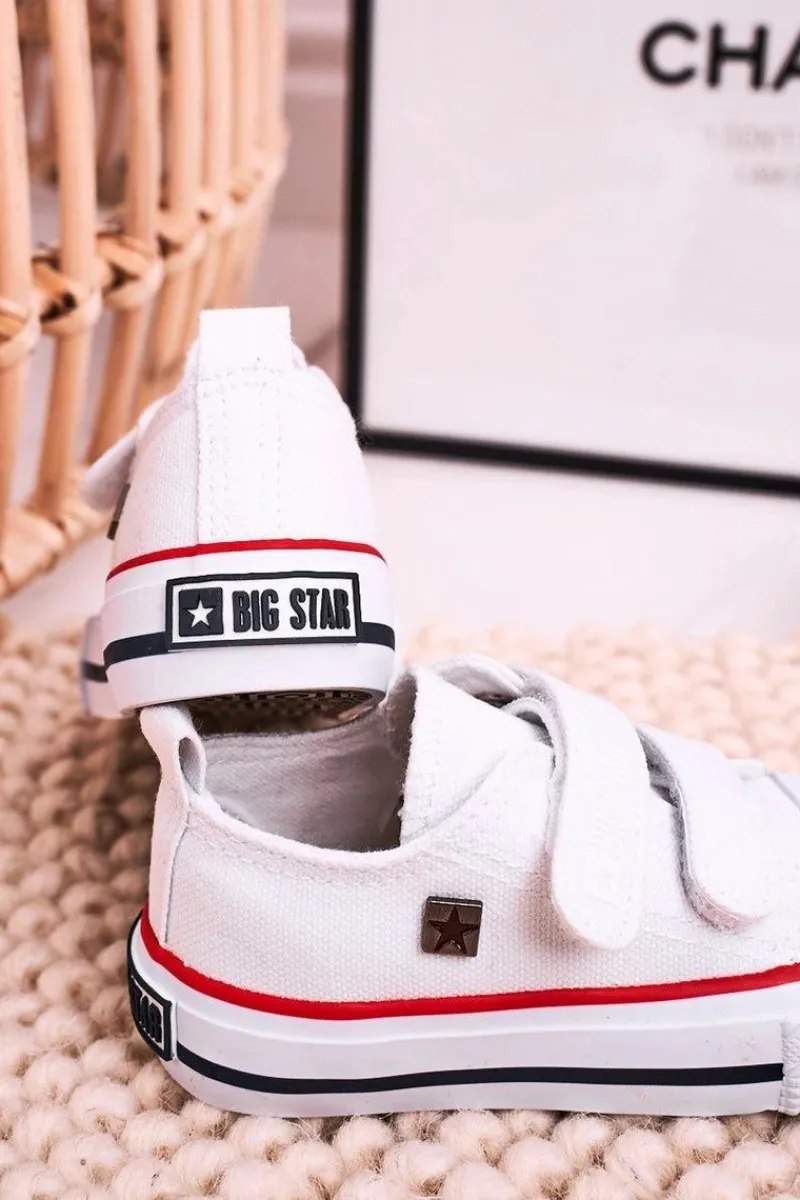 Chłopięce|Dziewczęce>Big Star Shoes Dziecięce Trampki Na Rzepy BIG STAR HH374199 Białe Biały