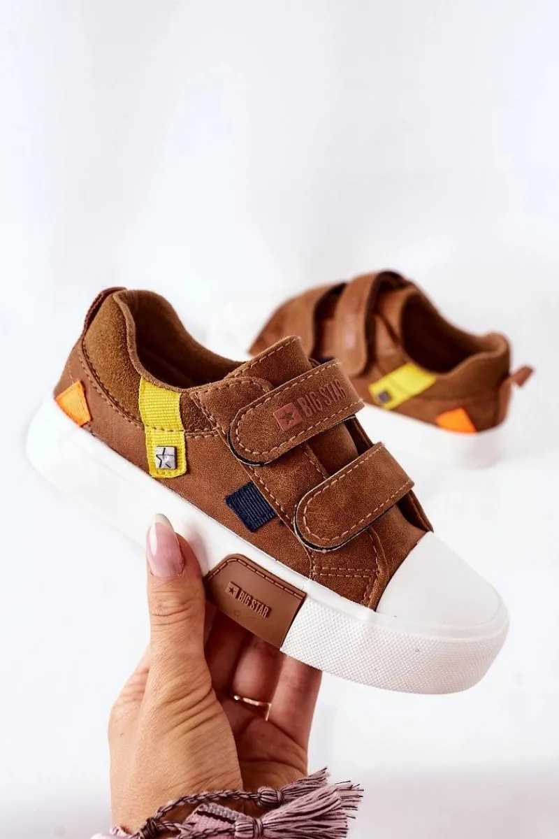 Chłopięce|Dziewczęce>Big Star Shoes Dziecięce Trampki Na Rzepy Big Star II374017 Camel