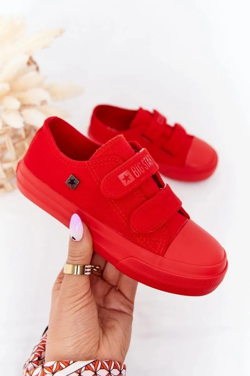 New Dziecięce Trampki Na Rzepy Big Star FF374097 Czerwone Dzieci Chłopięce|Dziewczęce