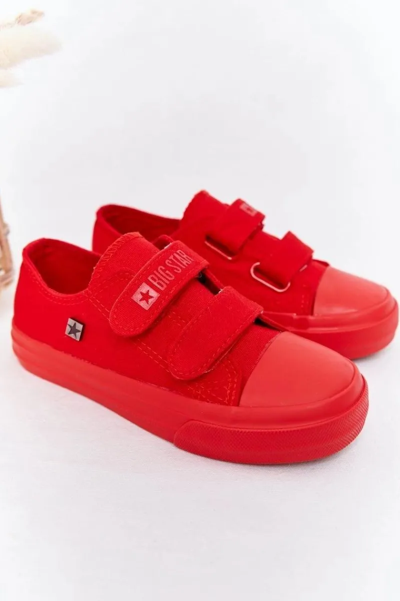 New Dziecięce Trampki Na Rzepy Big Star FF374097 Czerwone Dzieci Chłopięce|Dziewczęce