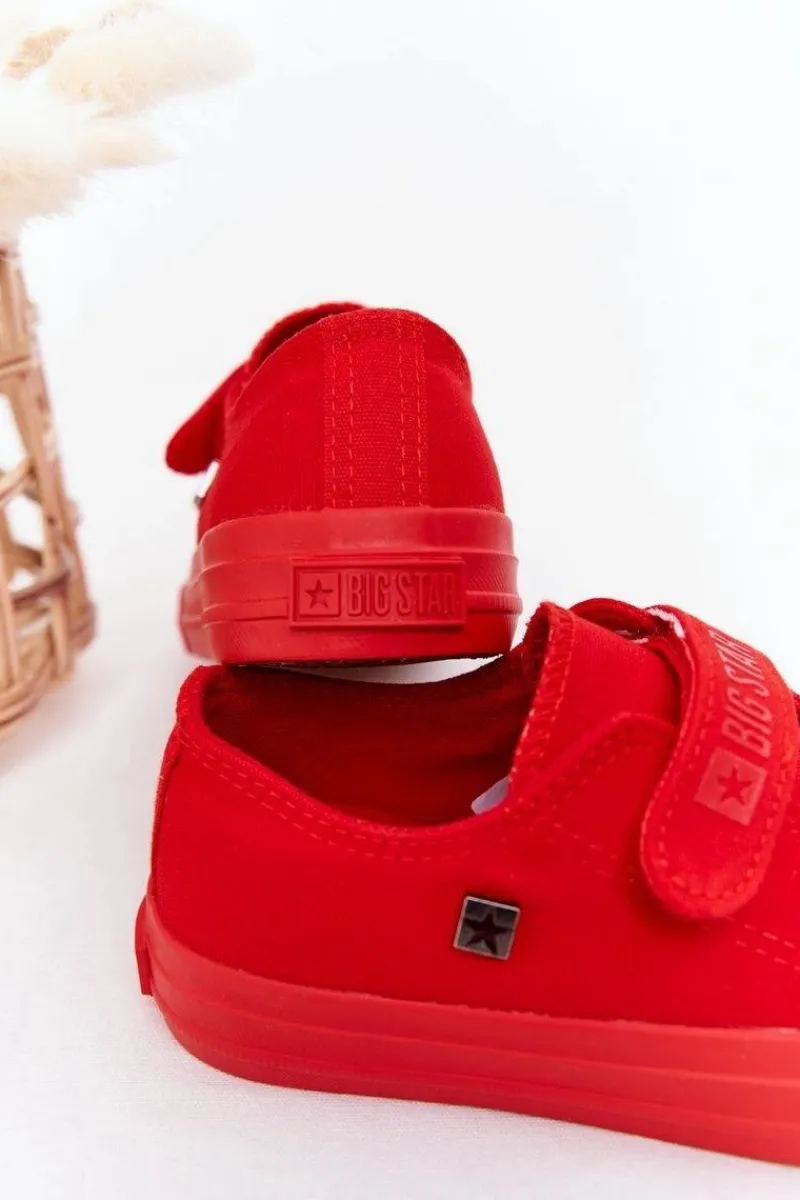 New Dziecięce Trampki Na Rzepy Big Star FF374097 Czerwone Dzieci Chłopięce|Dziewczęce