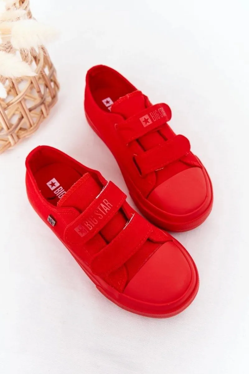 New Dziecięce Trampki Na Rzepy Big Star FF374097 Czerwone Dzieci Chłopięce|Dziewczęce