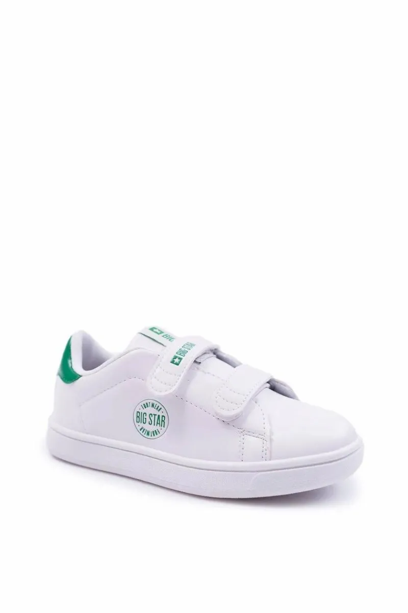 Hot Dziecięce Trampki Na Rzepy Big Star DD374029 Białe Damskie Chłopięce|Dziewczęce