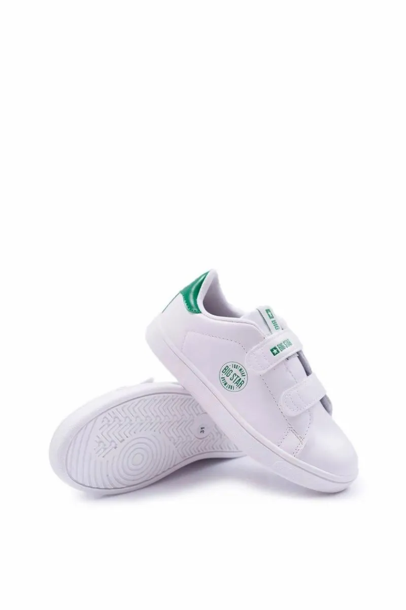 Hot Dziecięce Trampki Na Rzepy Big Star DD374029 Białe Damskie Chłopięce|Dziewczęce