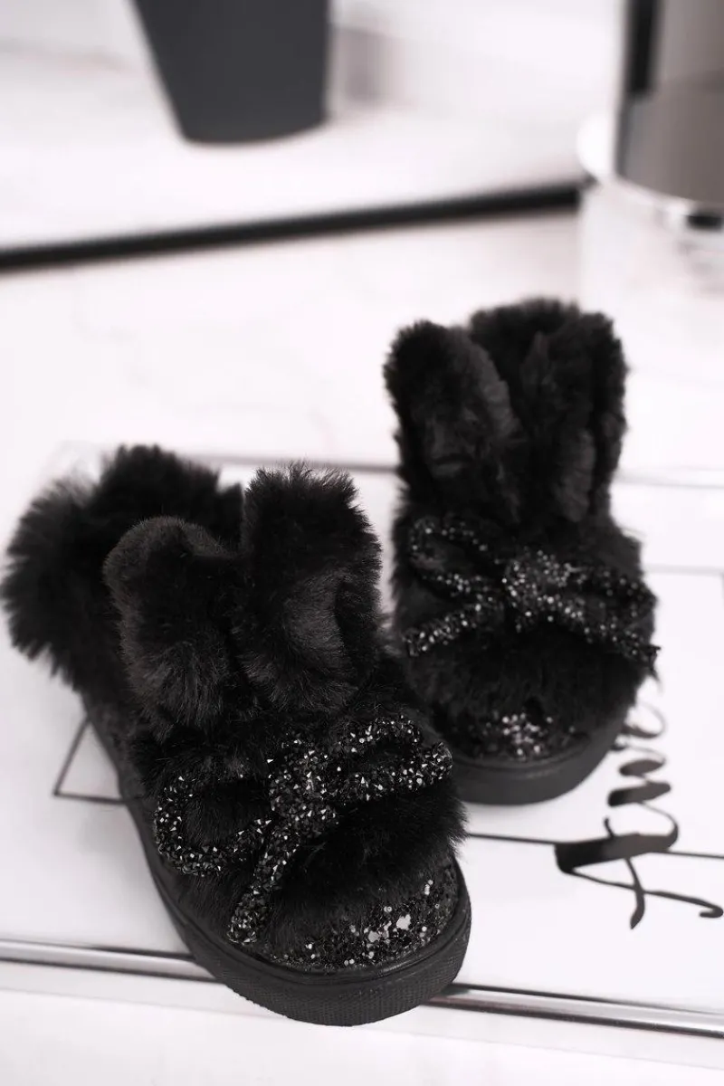 Dziewczęce>Boto Dziecięce Trampki Ocieplane Czarne Mumi