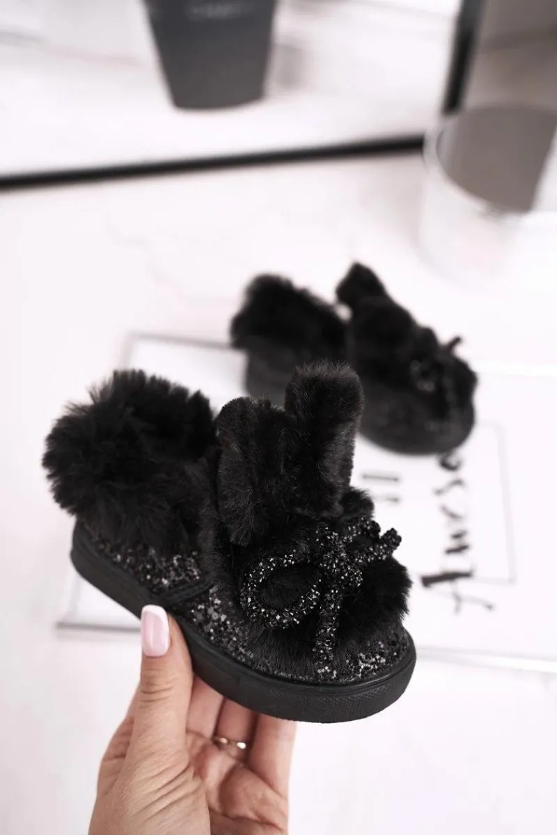 Dziewczęce>Boto Dziecięce Trampki Ocieplane Czarne Mumi