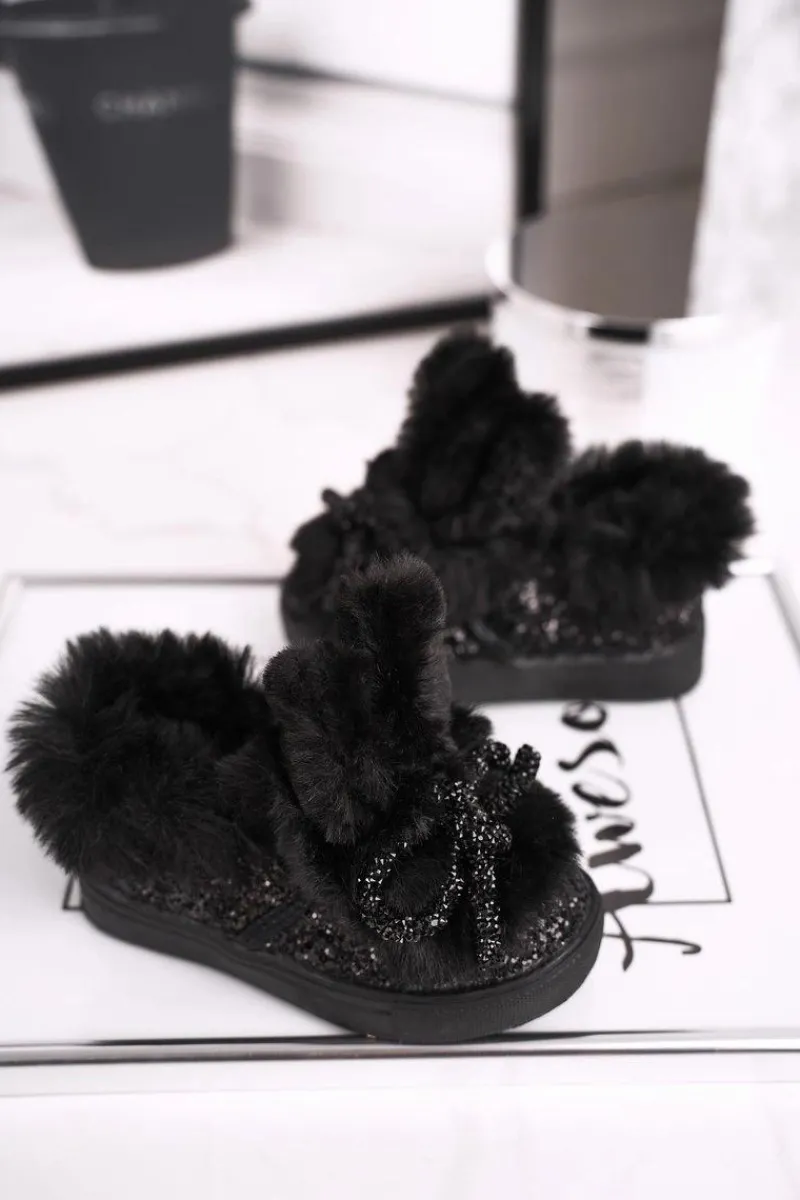 Dziewczęce>Boto Dziecięce Trampki Ocieplane Czarne Mumi