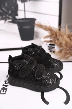 Sale Boto Dziecięce Trampki Ocieplane Wysokie Czarne Clifford