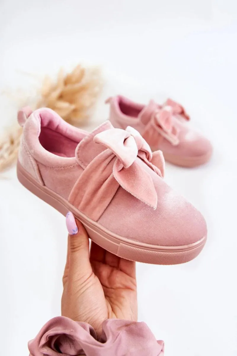 Dziewczęce>Boto Dziecięce Trampki Slip-On Z Kokardą Różowe Timma