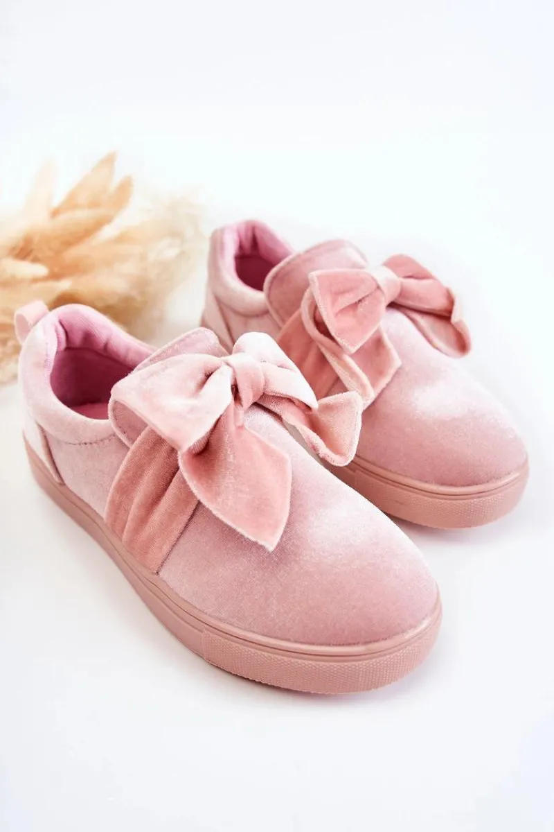 Dziewczęce>Boto Dziecięce Trampki Slip-On Z Kokardą Różowe Timma