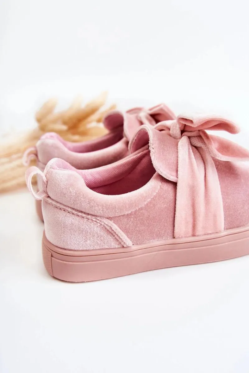Dziewczęce>Boto Dziecięce Trampki Slip-On Z Kokardą Różowe Timma