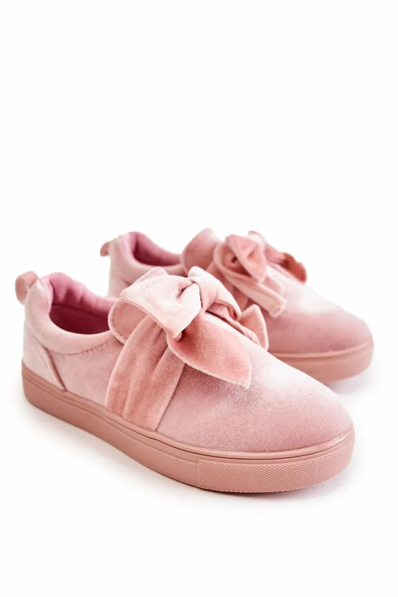 Dziewczęce>Boto Dziecięce Trampki Slip-On Z Kokardą Różowe Timma