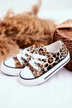 Dziewczęce>Boto Dziecięce Trampki W Panterkę Camel Berni