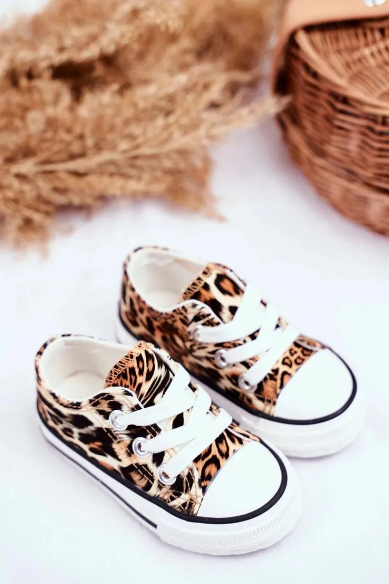 Dziewczęce>Boto Dziecięce Trampki W Panterkę Camel Berni