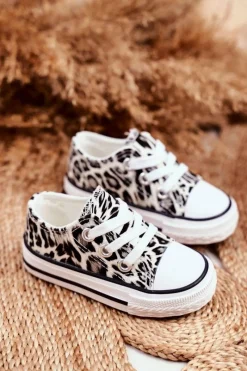 Online Boto Dziecięce Trampki W Panterkę Białe Berni