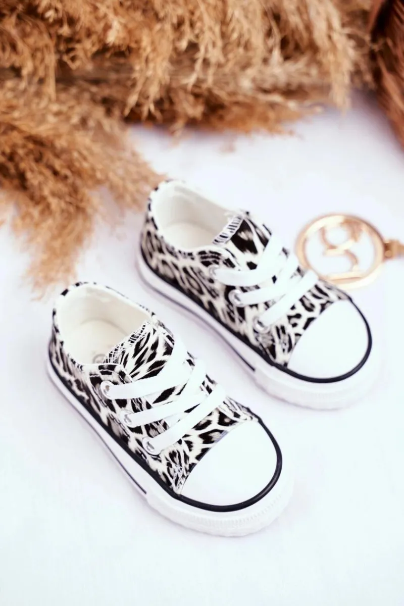 Online Boto Dziecięce Trampki W Panterkę Białe Berni