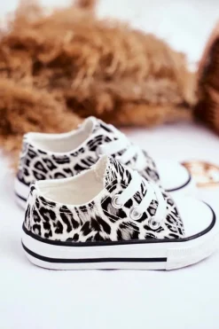 Online Boto Dziecięce Trampki W Panterkę Białe Berni