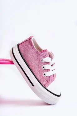 Hot Dziecięce Trampki Wiązane Różowe Wella Dzieci Dziewczęce