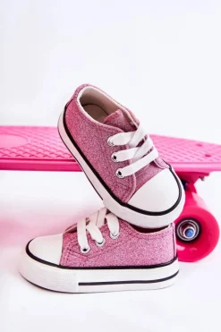Hot Dziecięce Trampki Wiązane Różowe Wella Dzieci Dziewczęce