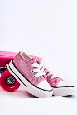 Hot Dziecięce Trampki Wiązane Różowe Wella Dzieci Dziewczęce