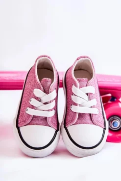 Hot Dziecięce Trampki Wiązane Różowe Wella Dzieci Dziewczęce