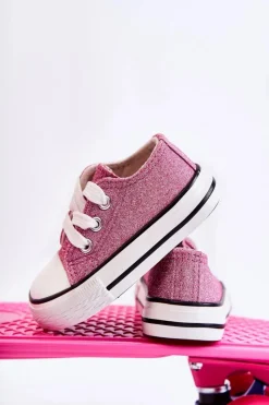 Hot Dziecięce Trampki Wiązane Różowe Wella Dzieci Dziewczęce