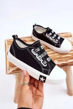 Best Dziecięce Trampki Wsuwane Big Star LL374006 Czarne Dzieci Chłopięce|Dziewczęce